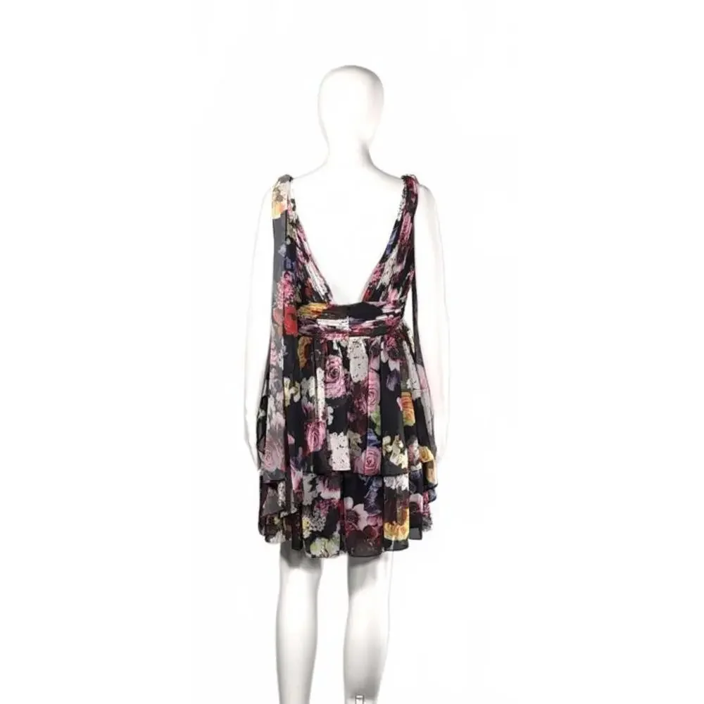 MAC DUGGAL Tiered Floral A-Line Minidress Size 6 - Picture 5 of 8